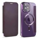 For iPhone 12 MagSafe Magnetic RFID Anti-theft Leather Phone Case(Dark Purple) - 1