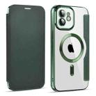 For iPhone 12 MagSafe Magnetic RFID Anti-theft Leather Phone Case(Dark Green) - 1