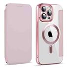 For iPhone 11 Pro Max MagSafe Magnetic RFID Anti-theft Leather Phone Case(Pink) - 1