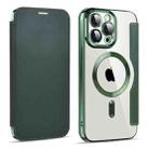 For iPhone 11 Pro Max MagSafe Magnetic RFID Anti-theft Leather Phone Case(Dark Green) - 1