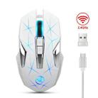 HXSJ T300 7 Keys 2400DPI 2.4G Colorful Luminous Wireless Mouse(White) - 1