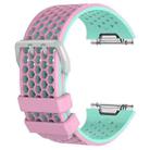 For Fitbit Ionic Two-tone Silicone  Watch Band with Buckle, Size:S(Pink + Green) - 1