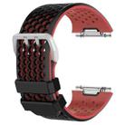 For Fitbit Ionic Two-tone Silicone  Watch Band with Buckle, Size:S(Black + Red) - 1