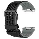 For Fitbit Ionic Two-tone Silicone  Watch Band with Buckle, Size:S(Black + Grey) - 1