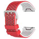 For Fitbit Ionic Two-tone Silicone  Watch Band with Buckle, Size:S(Red + White) - 1
