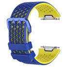 For Fitbit Ionic Two-tone Silicone  Watch Band with Buckle, Size:S(Dark Blue + Yellow) - 1
