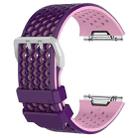 For Fitbit Ionic Two-tone Silicone  Watch Band with Buckle, Size:L(Purple + Pink) - 1
