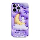 For iPhone 14 Stereo Vision Pattern PC Phone Case(Moon Rabbit) - 1