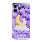 For iPhone 14 Plus Stereo Vision Pattern PC Phone Case(Moon Rabbit) - 1