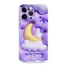 For iPhone 14 Pro Stereo Vision Pattern PC Phone Case(Moon Rabbit) - 1