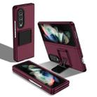 For Samsung Galaxy Z Fold3 5G Three-dimensional Folding Holder PC Phone Case(Wine Red) - 1