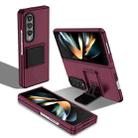 For Samsung Galaxy Z Fold4 5G Three-dimensional Folding Holder PC Phone Case(Wine Red) - 1