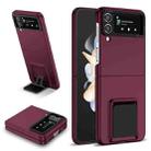 For Samsung Galaxy Z Flip4 5G Three-dimensional Folding Holder PC Phone Case(Wine Red) - 1