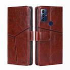 For Motorola Moto G Play 2023 Geometric Stitching Horizontal Flip Leather Phone Case(Dark Brown) - 1