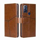 For Motorola Moto G Play 2023 Geometric Stitching Horizontal Flip Leather Phone Case(Light Brown) - 1