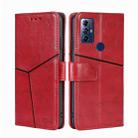 For Motorola Moto G Play 2023 Geometric Stitching Horizontal Flip Leather Phone Case(Red) - 1