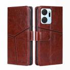 For Honor X7A Geometric Stitching Horizontal Flip Leather Phone Case(Dark Brown) - 1