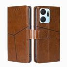 For Honor X7A Geometric Stitching Horizontal Flip Leather Phone Case(Light Brown) - 1