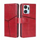 For Honor X7A Geometric Stitching Horizontal Flip Leather Phone Case(Red) - 1