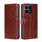 For Honor X8A Geometric Stitching Horizontal Flip Leather Phone Case(Dark Brown) - 1