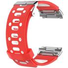 For Fitbit Ionic Two-tone Silicone  Watch Band with Buckle & Connector(Red + White) - 1