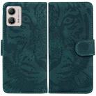 For Motorola Moto G13 / G23 / G53 Tiger Embossing Pattern Leather Phone Case(Green) - 1