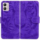 For Motorola Moto G13 / G23 / G53 Tiger Embossing Pattern Leather Phone Case(Purple) - 1