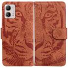 For Motorola Moto G13 / G23 / G53 Tiger Embossing Pattern Leather Phone Case(Brown) - 1