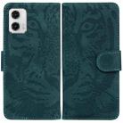 For Motorola Moto G73 Tiger Embossing Pattern Leather Phone Case(Green) - 1