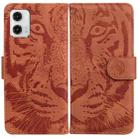 For Motorola Moto G73 Tiger Embossing Pattern Leather Phone Case(Brown) - 1