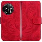 For OnePlus 11 Tiger Embossing Pattern Leather Phone Case(Red) - 1