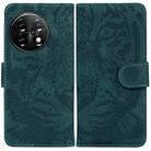 For OnePlus 11 Tiger Embossing Pattern Leather Phone Case(Green) - 1