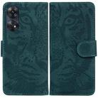 For OPPO Reno8 T 4G Tiger Embossing Pattern Leather Phone Case(Green) - 1