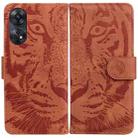 For OPPO Reno8 T 4G Tiger Embossing Pattern Leather Phone Case(Brown) - 1