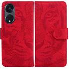 For OPPO Reno8 T 5G / A1 Pro 5G Tiger Embossing Pattern Leather Phone Case(Red) - 1