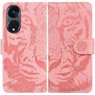 For OPPO Reno8 T 5G / A1 Pro 5G Tiger Embossing Pattern Leather Phone Case(Pink) - 1