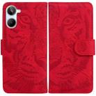 For Realme 10 4G Tiger Embossing Pattern Leather Phone Case(Red) - 1
