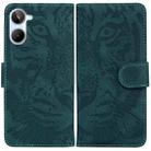 For Realme 10 4G Tiger Embossing Pattern Leather Phone Case(Green) - 1