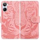 For Realme 10 4G Tiger Embossing Pattern Leather Phone Case(Pink) - 1