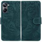 For Realme 10 Pro 5G Tiger Embossing Pattern Leather Phone Case(Green) - 1