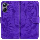 For Realme 10 Pro 5G Tiger Embossing Pattern Leather Phone Case(Purple) - 1