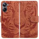 For Realme 10 Pro 5G Tiger Embossing Pattern Leather Phone Case(Brown) - 1