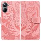 For Realme 10 Pro 5G Tiger Embossing Pattern Leather Phone Case(Pink) - 1