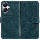 For Realme 10 Pro+ Tiger Embossing Pattern Leather Phone Case(Green) - 1
