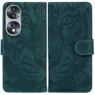 For Honor 70 Tiger Embossing Pattern Leather Phone Case(Green) - 1