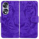 For Honor 70 Tiger Embossing Pattern Leather Phone Case(Purple) - 1