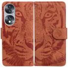 For Honor 70 Tiger Embossing Pattern Leather Phone Case(Brown) - 1