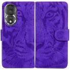 For Honor 80 Tiger Embossing Pattern Leather Phone Case(Purple) - 1