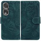 For Honor 80 Pro Tiger Embossing Pattern Leather Phone Case(Green) - 1