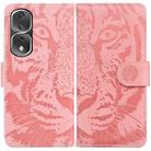 For Honor 80 Pro Tiger Embossing Pattern Leather Phone Case(Pink) - 1